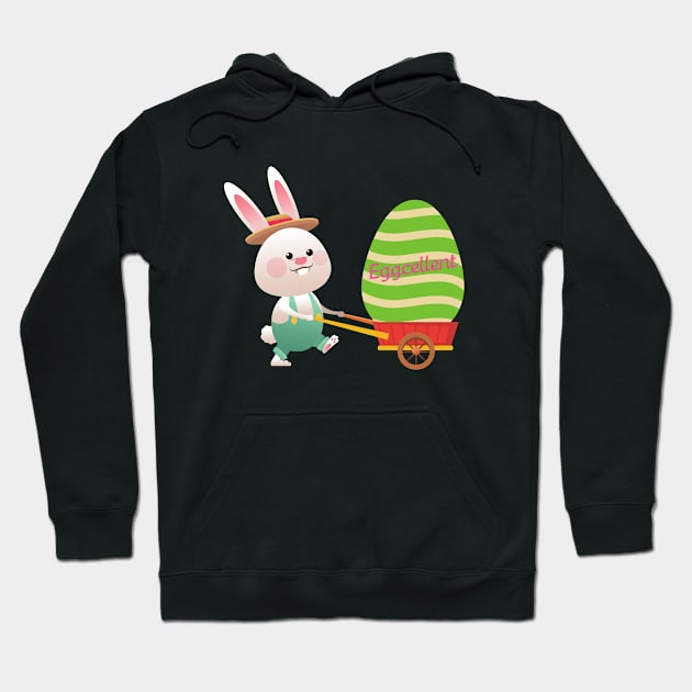 Bunny carrying Eggcelent Easter egg Hoodie by IlanaArt